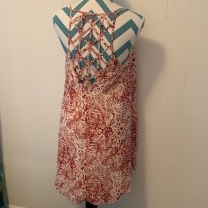 NWT Forever 21 Summer Sun Dress Size Small Orange/Red Batik Print w/fun back